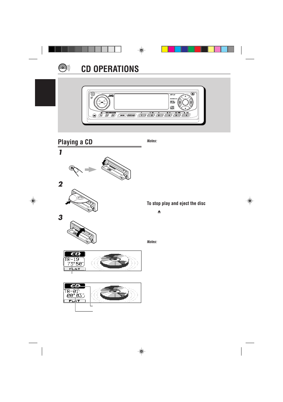 Cd operations, Playing a cd 1 | JVC IKD-LH2000 User Manual | Page 14 / 52