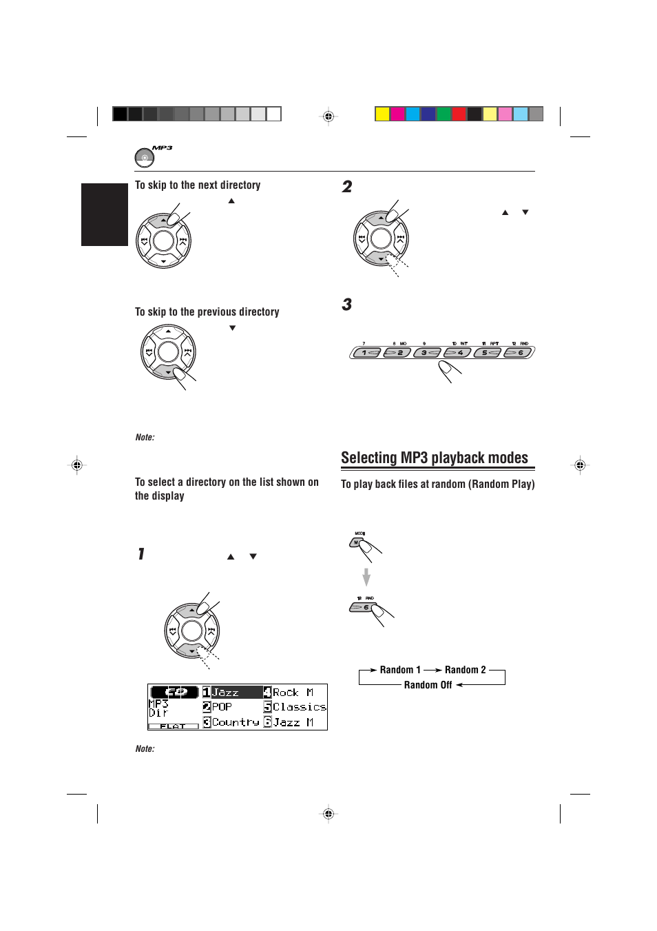 Selecting mp3 playback modes | JVC IKD-LH2000 User Manual | Page 22 / 52