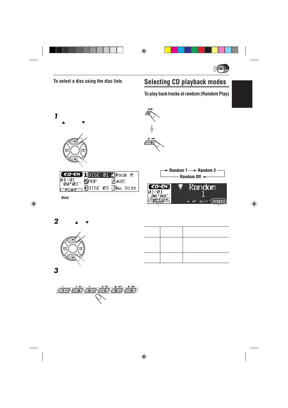 Selecting cd playback modes | JVC IKD-LH2000 User Manual | Page 41 / 52