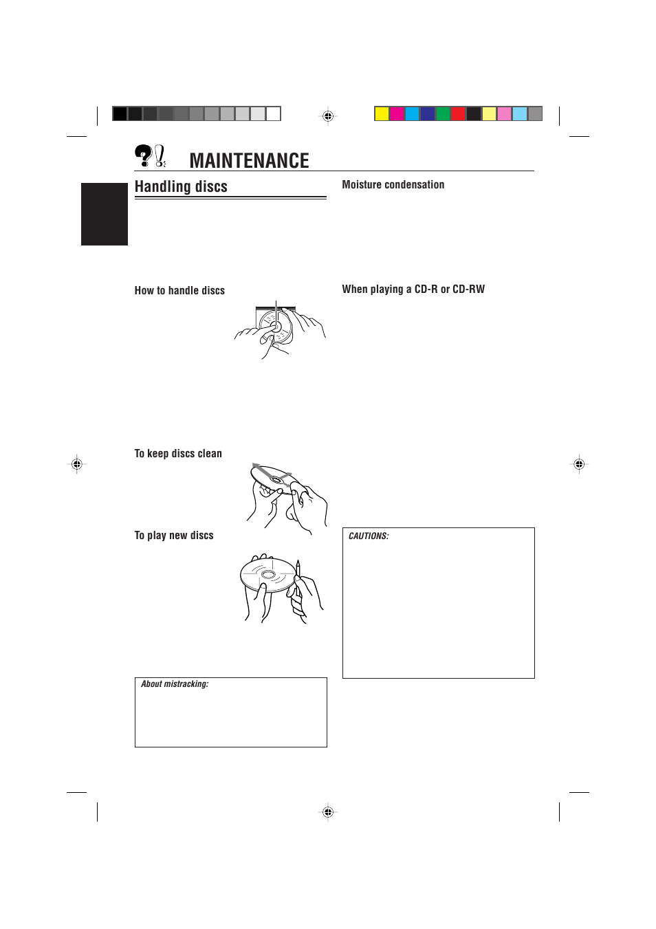 Maintenance, Handling discs | JVC IKD-LH2000 User Manual | Page 46 / 52