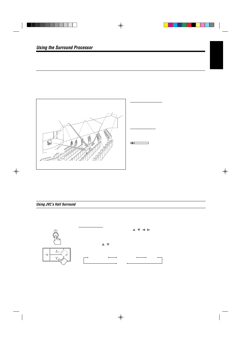 Using the surround processor, English | JVC RX-430VBK User Manual | Page 25 / 38