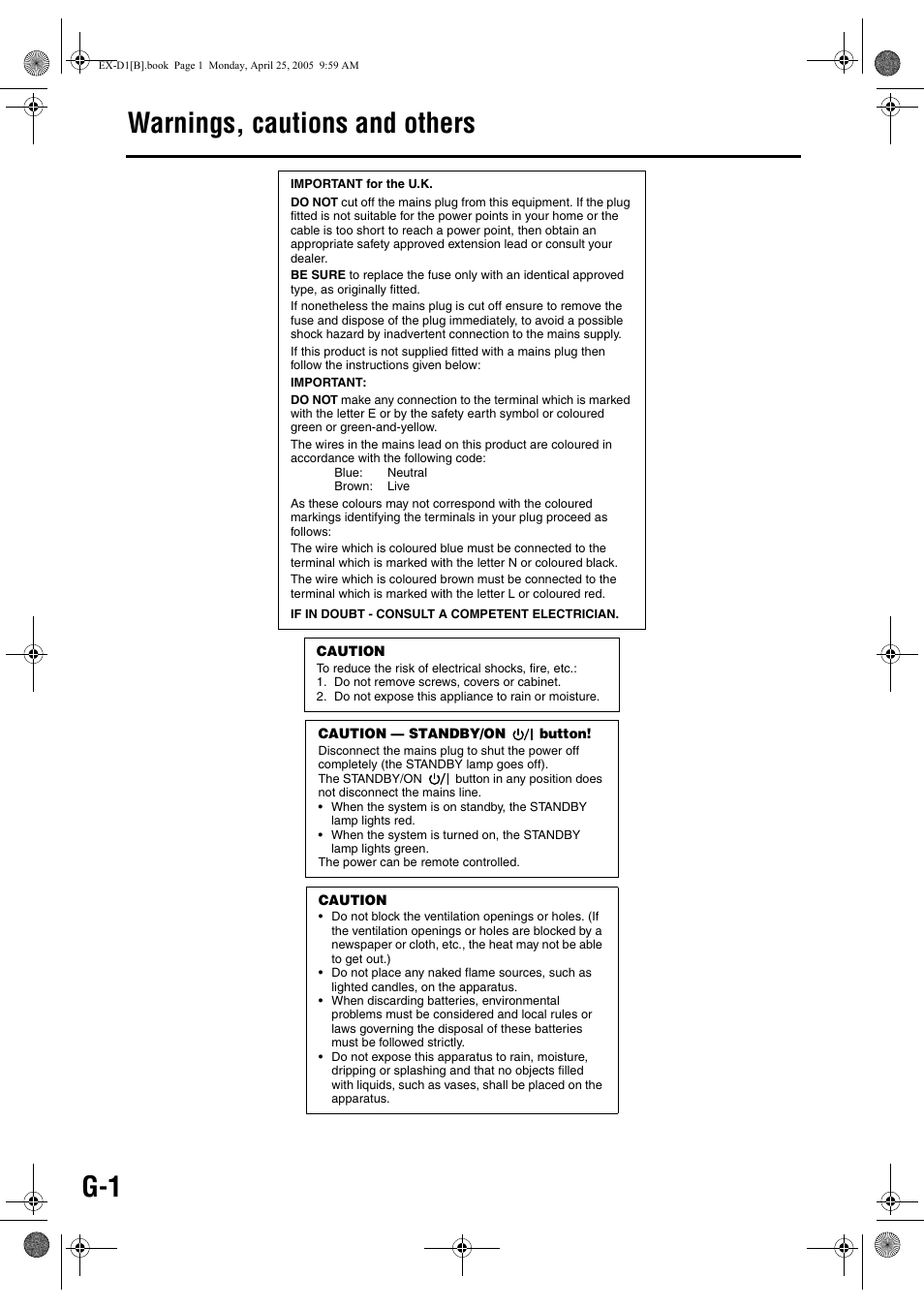 Warnings, cautions and others | JVC CA-EXD1 User Manual | Page 2 / 52
