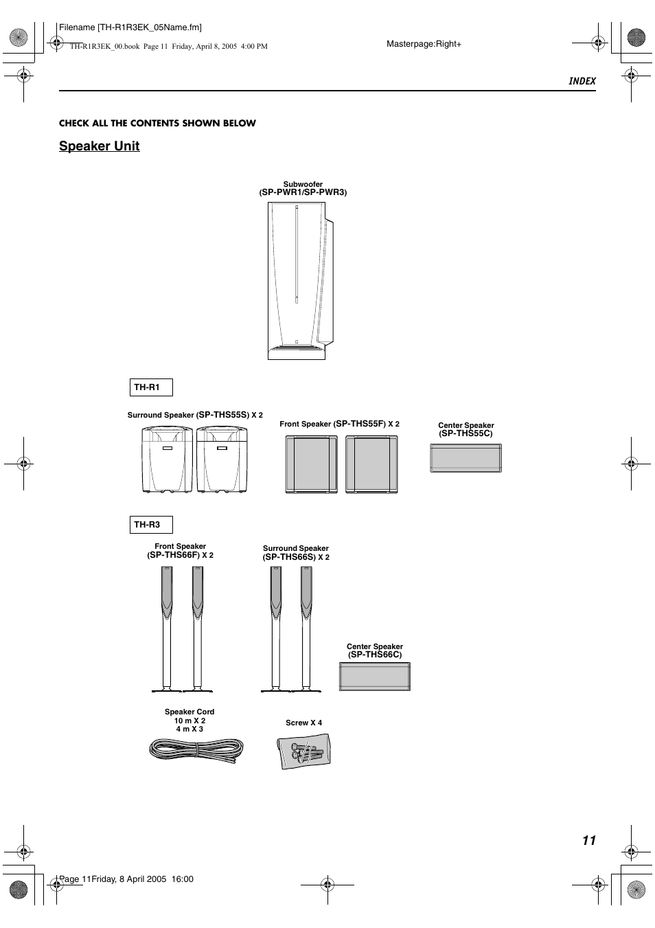 Speaker unit | JVC TH-R3 User Manual | Page 15 / 100