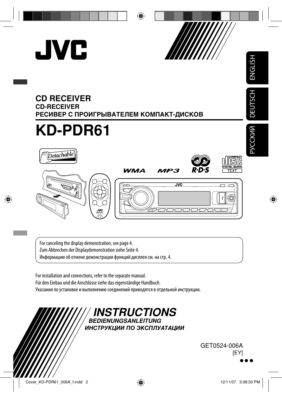 Kd-pdr61ey, Instructions, Kd-pdr61 | JVC KD-APD89 User Manual | Page 103 / 472