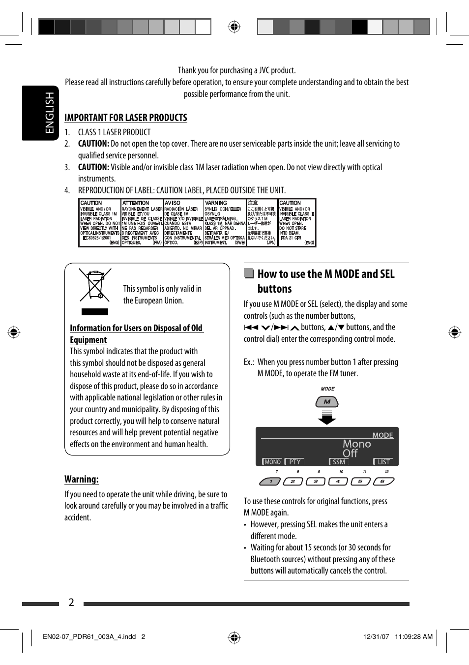 Important for laser products | JVC KD-APD89 User Manual | Page 104 / 472