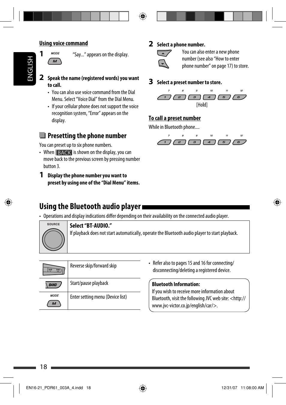 Using the bluetooth audio player | JVC KD-APD89 User Manual | Page 120 / 472