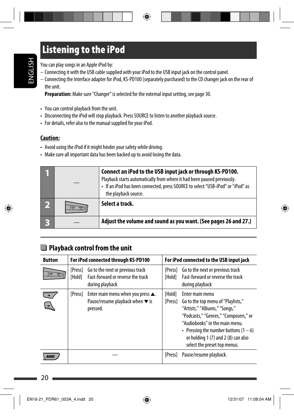 Listening to the ipod | JVC KD-APD89 User Manual | Page 122 / 472