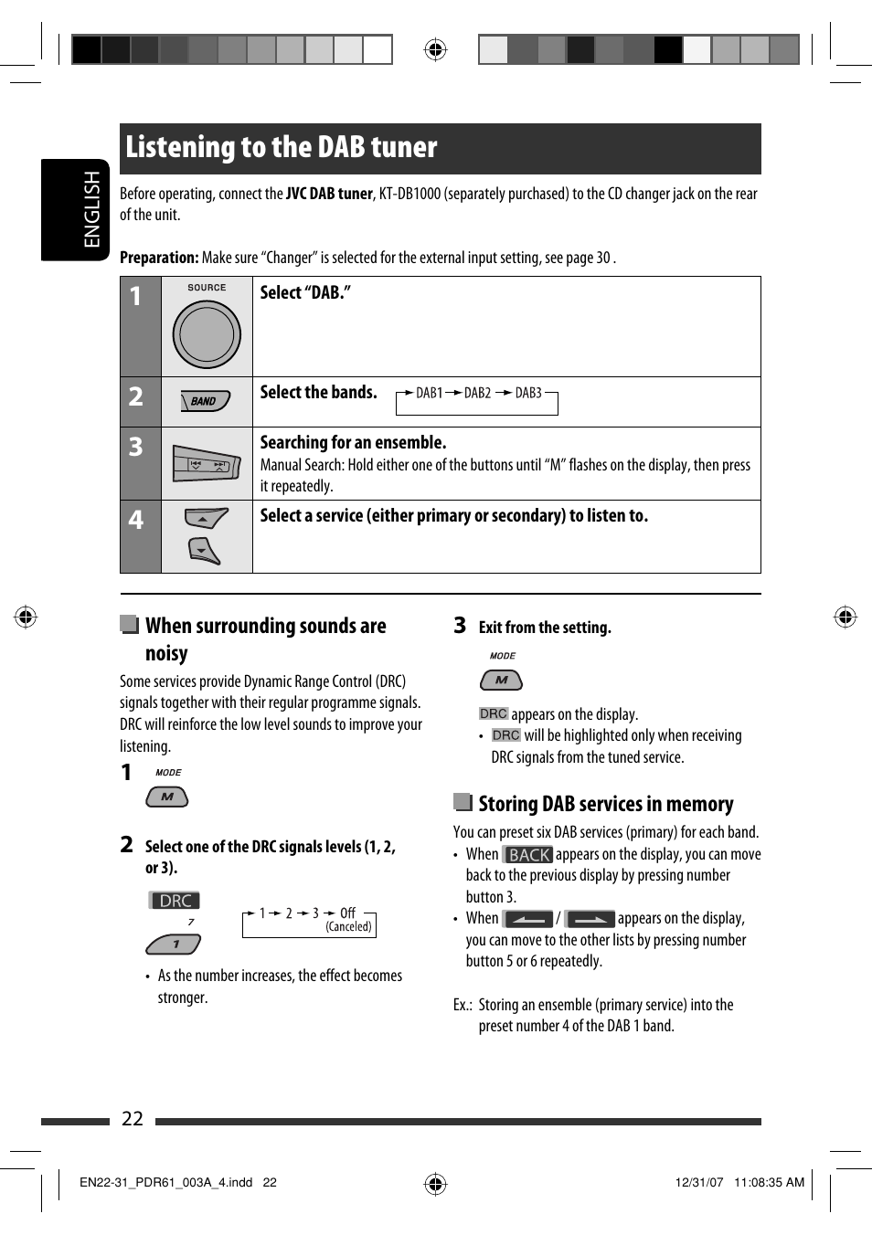 Listening to the dab tuner | JVC KD-APD89 User Manual | Page 124 / 472