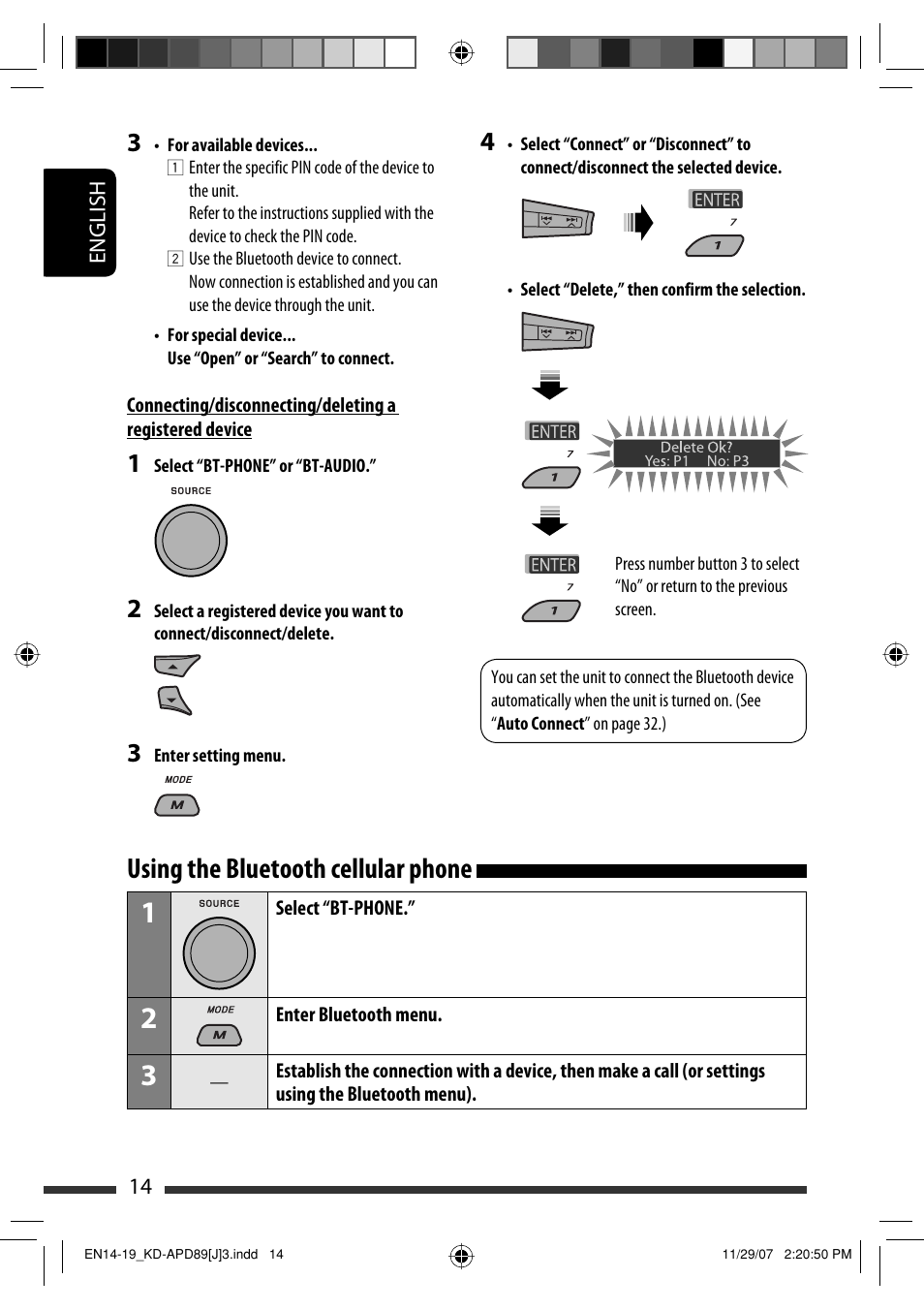 Using the bluetooth cellular phone | JVC KD-APD89 User Manual | Page 14 / 472