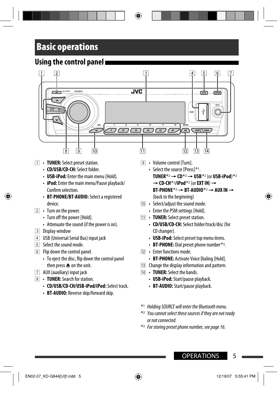 Basic operations, Using the control panel | JVC KD-APD89 User Manual | Page 157 / 472