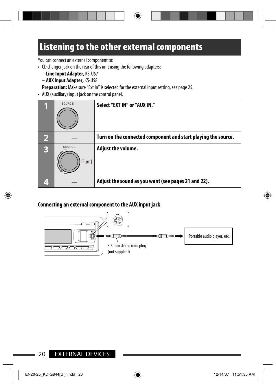 Listening to the other external components | JVC KD-APD89 User Manual | Page 172 / 472