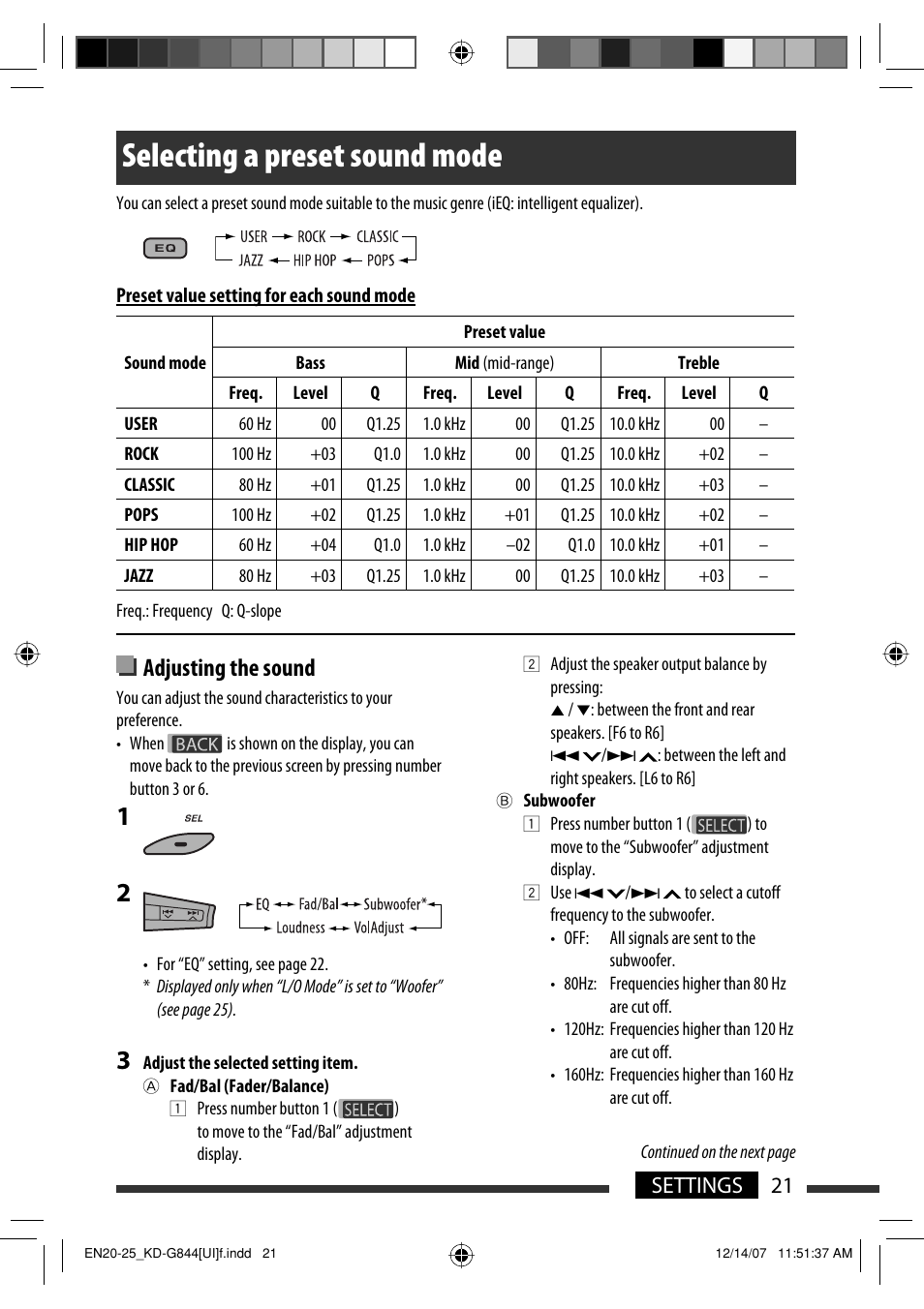 Selecting a preset sound mode | JVC KD-APD89 User Manual | Page 173 / 472