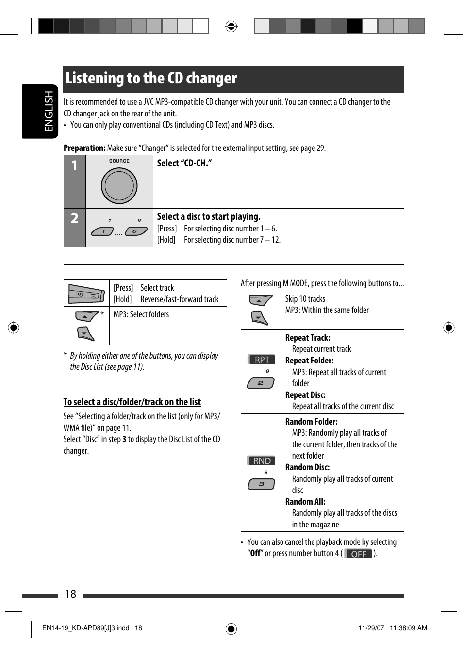 Listening to the cd changer | JVC KD-APD89 User Manual | Page 18 / 472