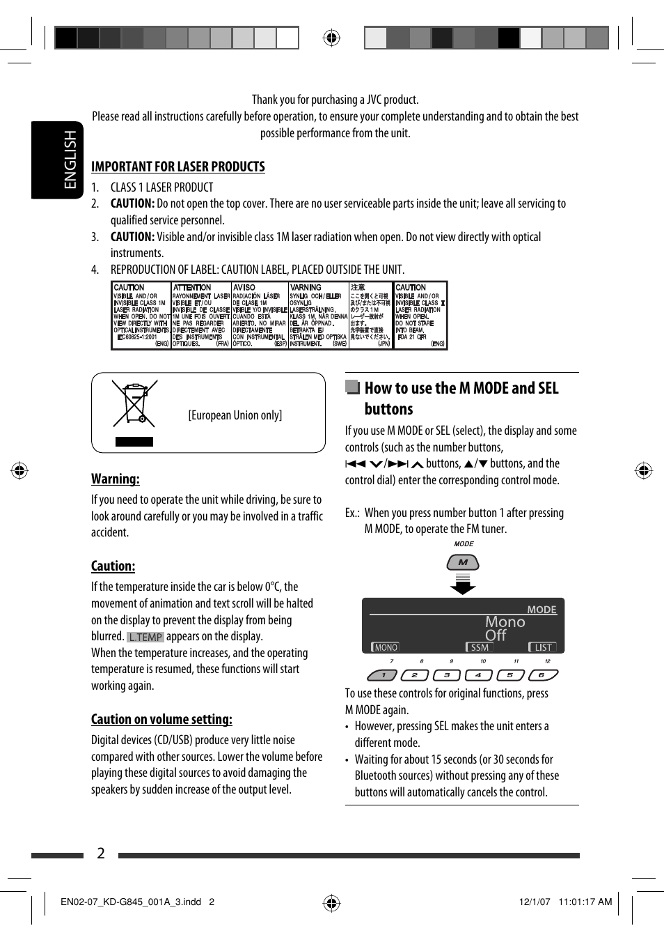 Important for laser products | JVC KD-APD89 User Manual | Page 196 / 472