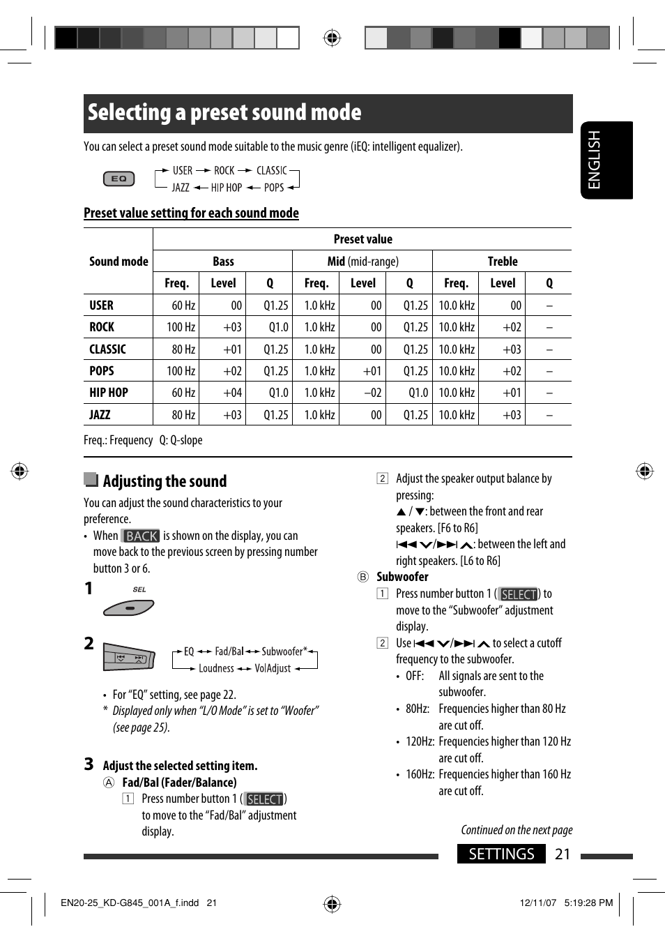 Selecting a preset sound mode | JVC KD-APD89 User Manual | Page 215 / 472