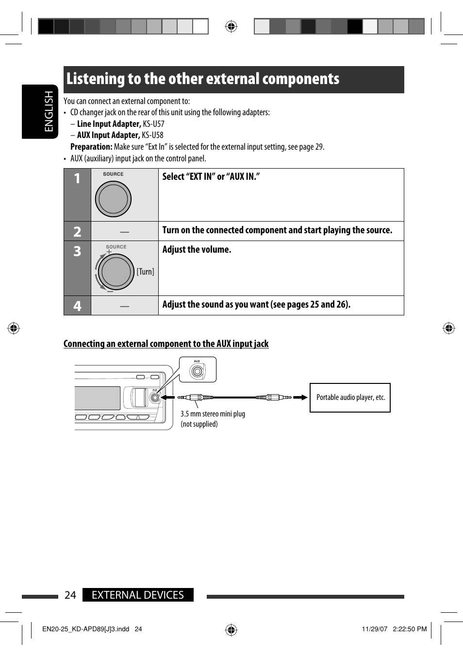 Listening to the other external components | JVC KD-APD89 User Manual | Page 24 / 472