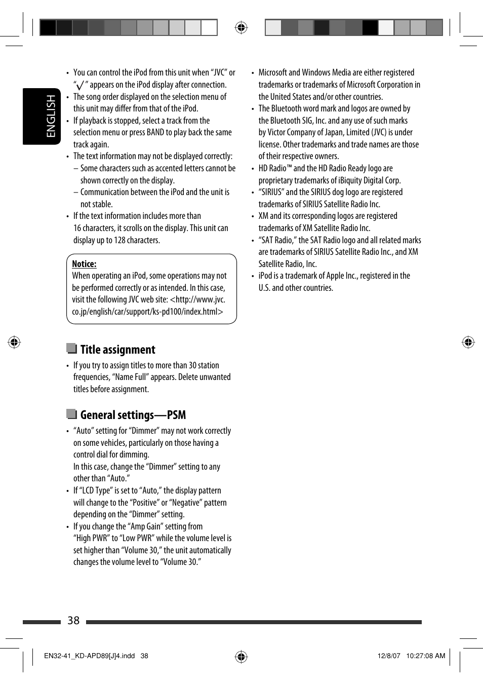 JVC KD-APD89 User Manual | Page 38 / 472