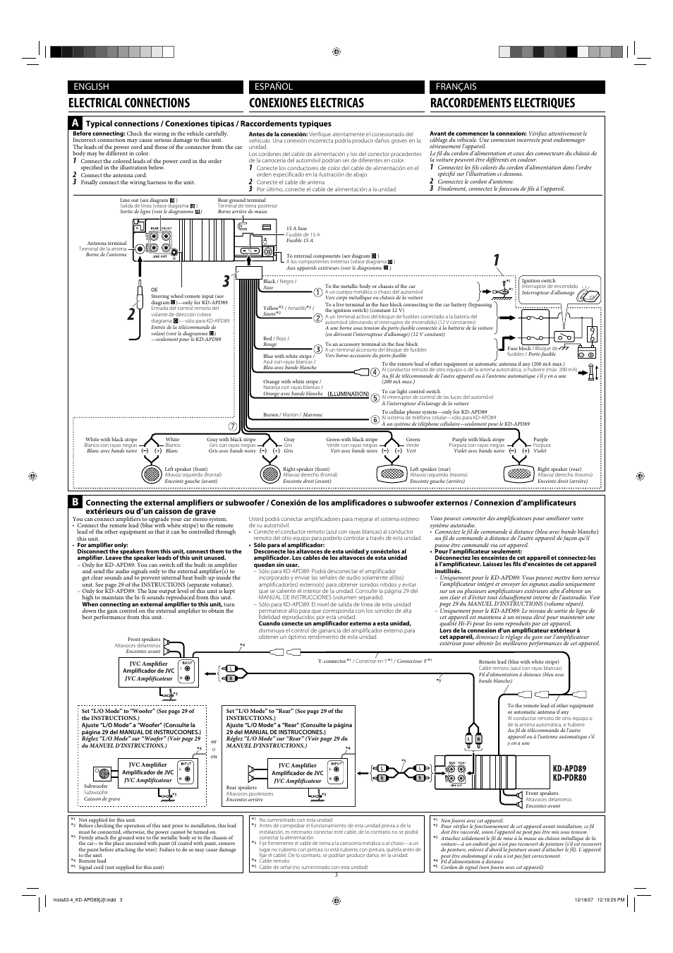 Electrical connections, English español français | JVC KD-APD89 User Manual | Page 51 / 472