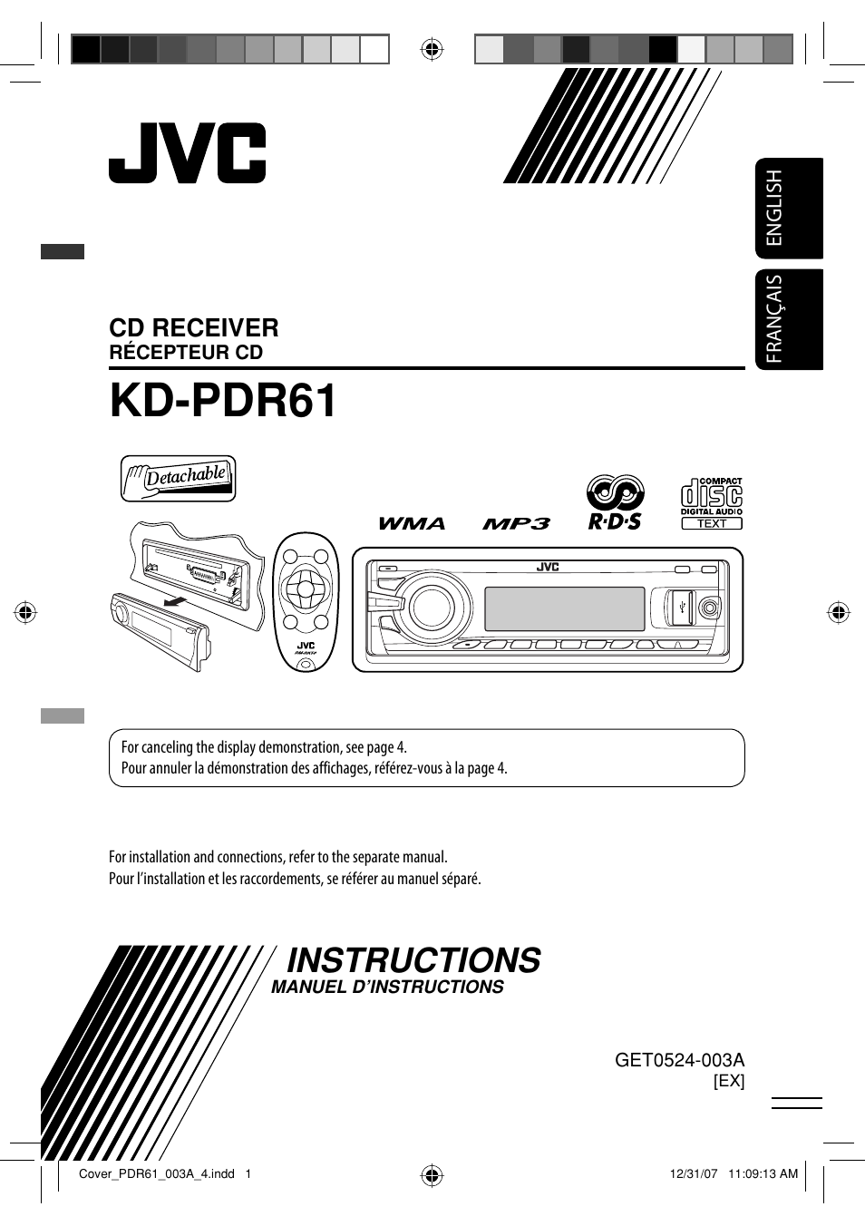 Kd-pdr61ex, Instructions, Kd-pdr61 | JVC KD-APD89 User Manual | Page 53 / 472