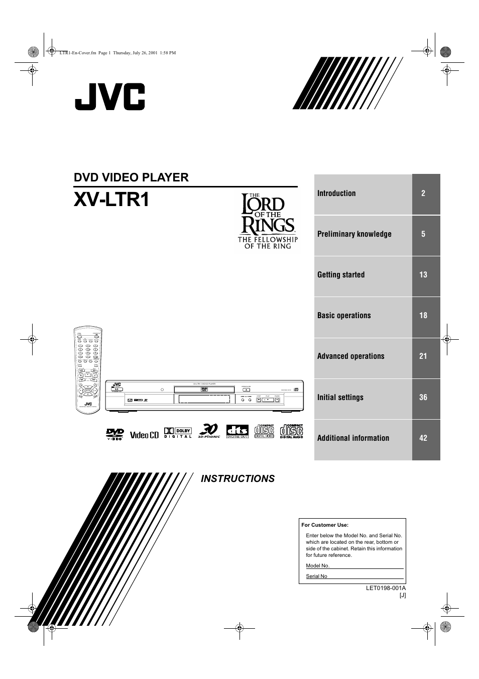 JVC XV-LTR1 User Manual | 50 pages