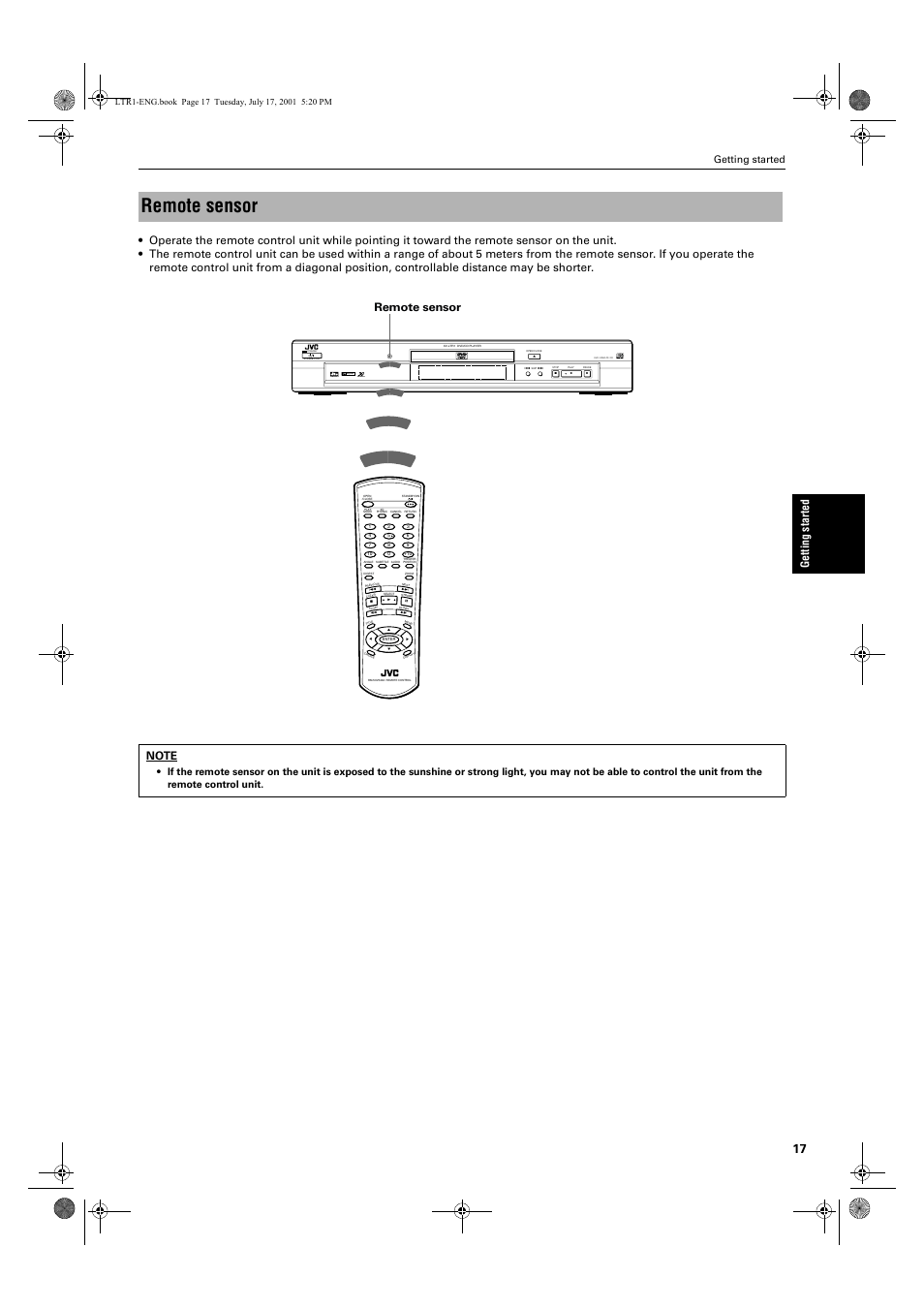 Remote sensor, Getting started | JVC XV-LTR1 User Manual | Page 19 / 50