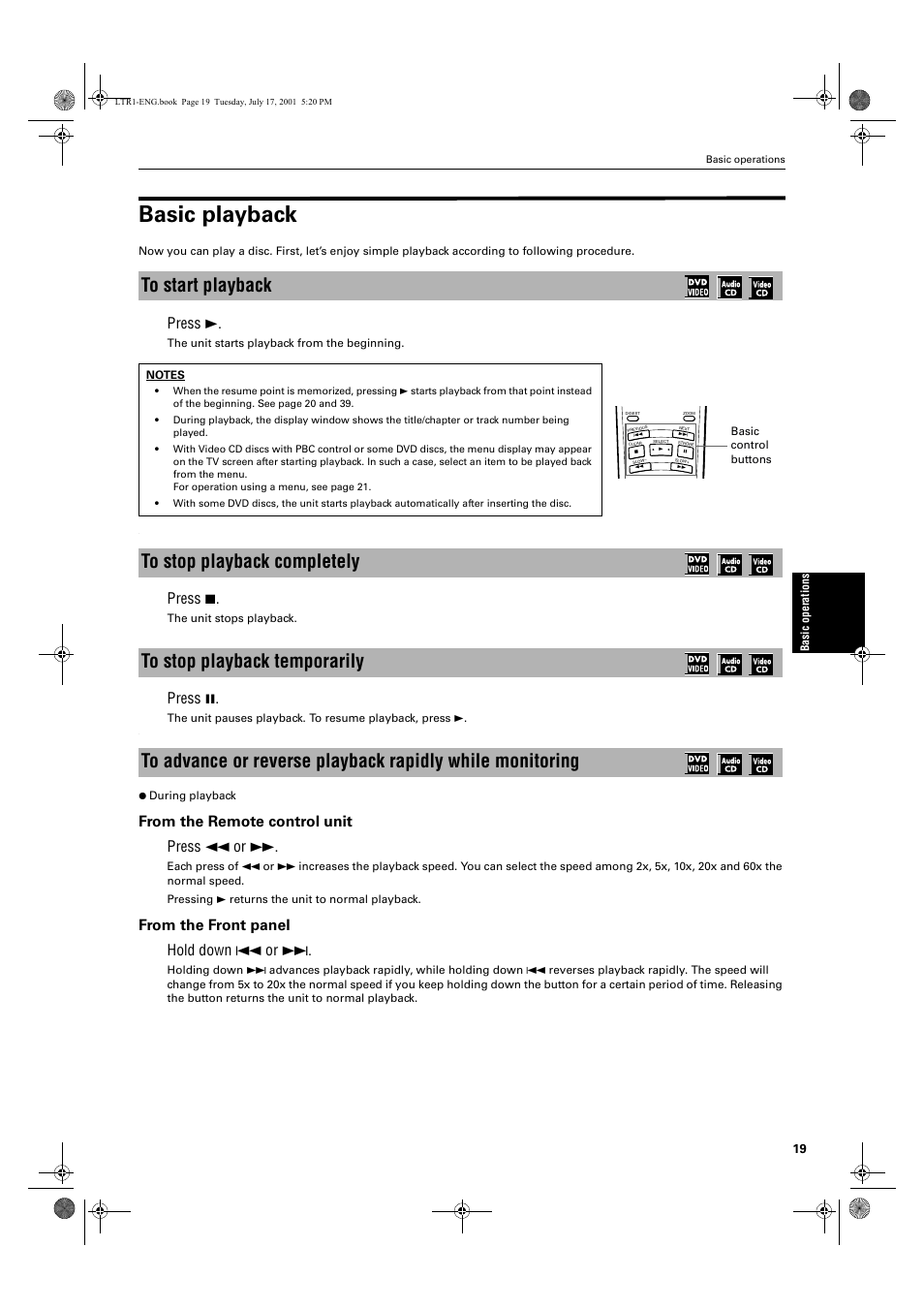 Basic playback, Press 3, Press 7 | Press 8 | JVC XV-LTR1 User Manual | Page 21 / 50