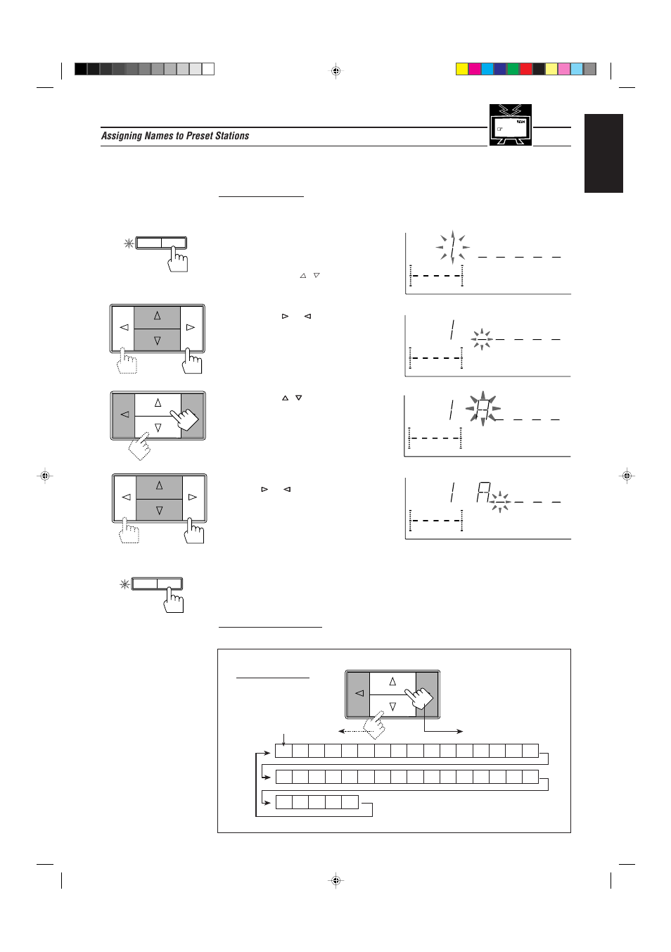 English, Assigning names to preset stations | JVC RX-730RBK User Manual | Page 27 / 58