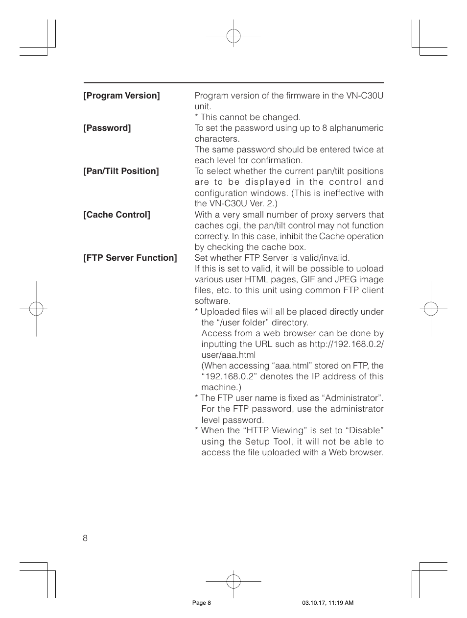 JVC VN-C30U User Manual | Page 8 / 32