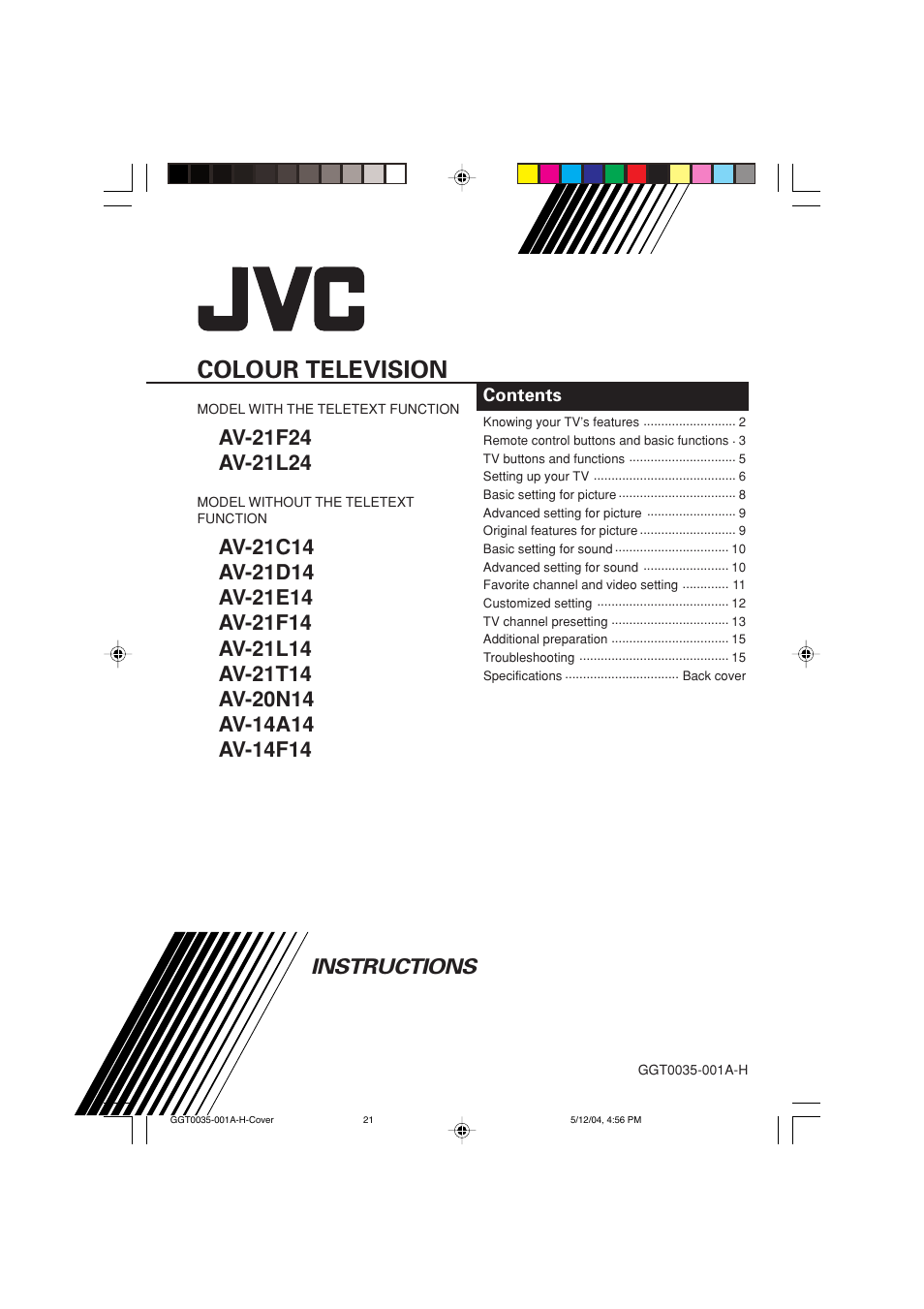 JVC AV-14F14 User Manual | 32 pages