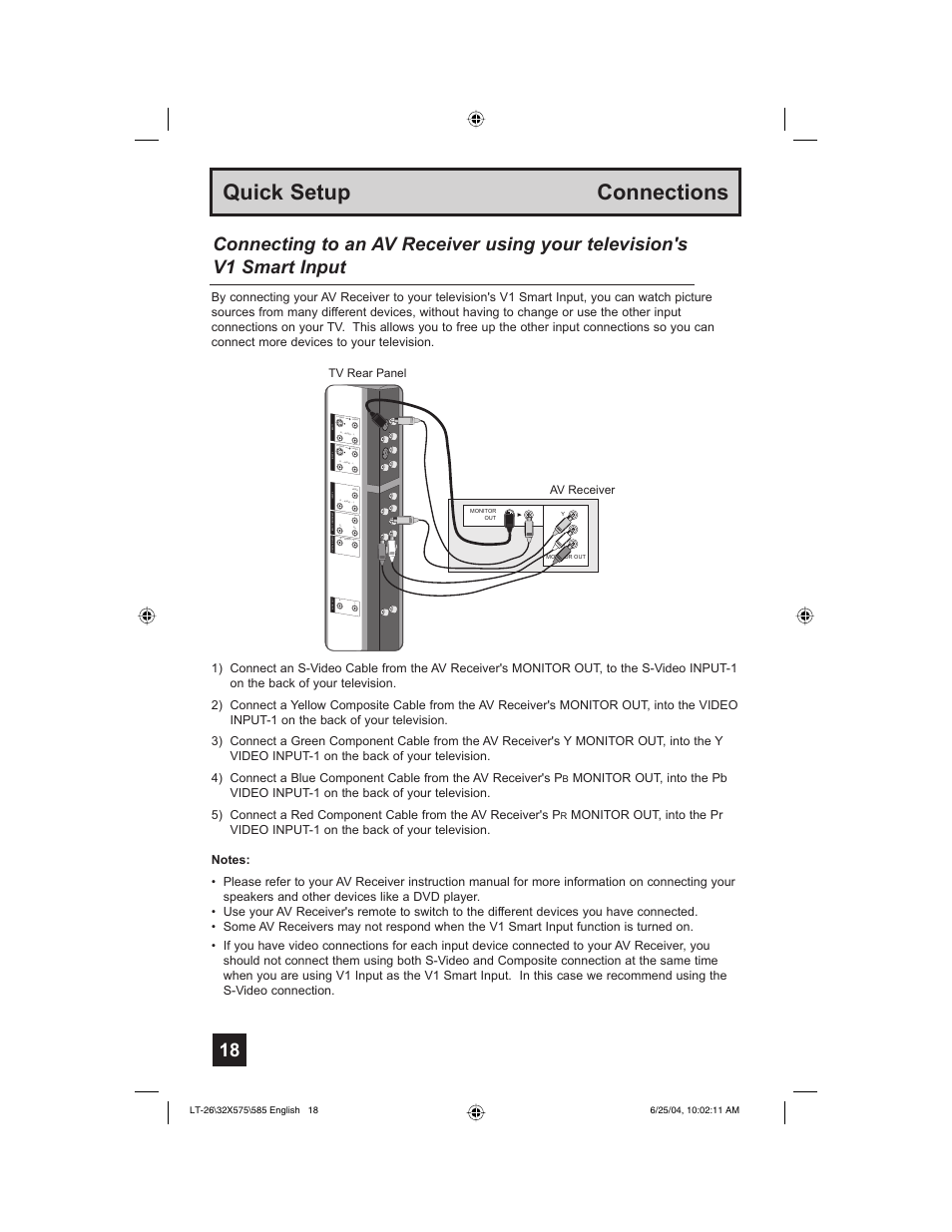 Quick setup connections | JVC T-26X585 User Manual | Page 18 / 72