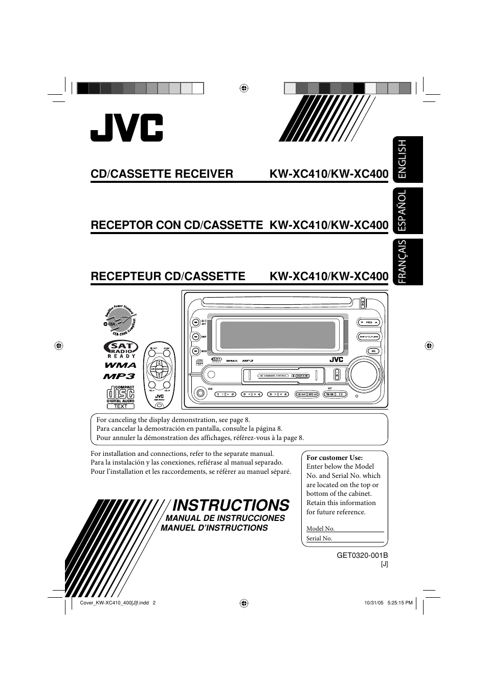 JVC Model KW-XC400J User Manual | 98 pages