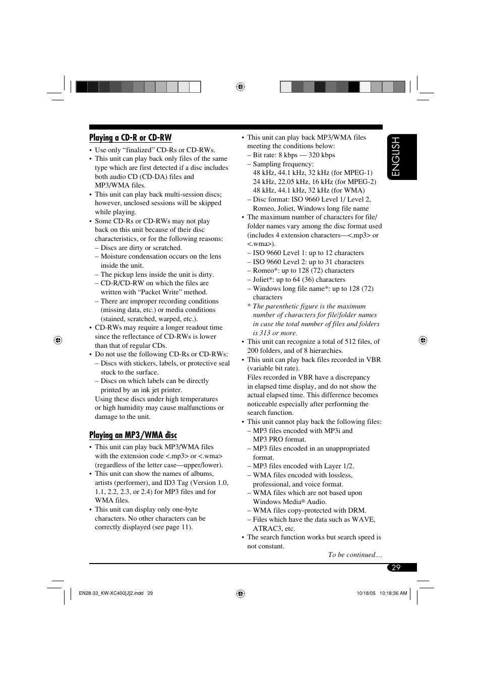 English | JVC Model KW-XC400J User Manual | Page 29 / 98