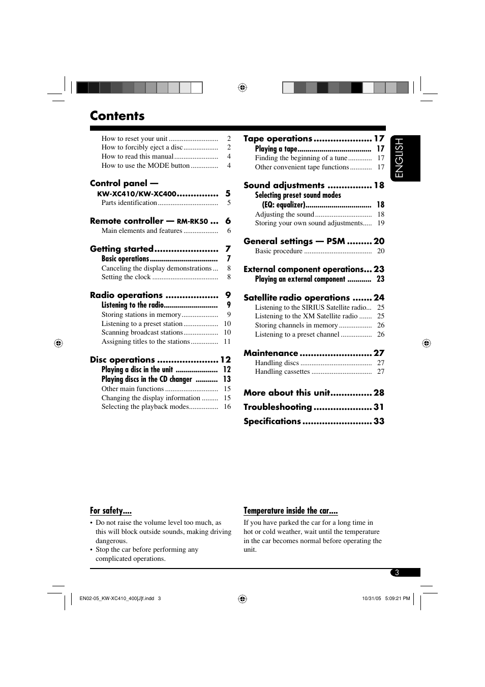 JVC Model KW-XC400J User Manual | Page 3 / 98