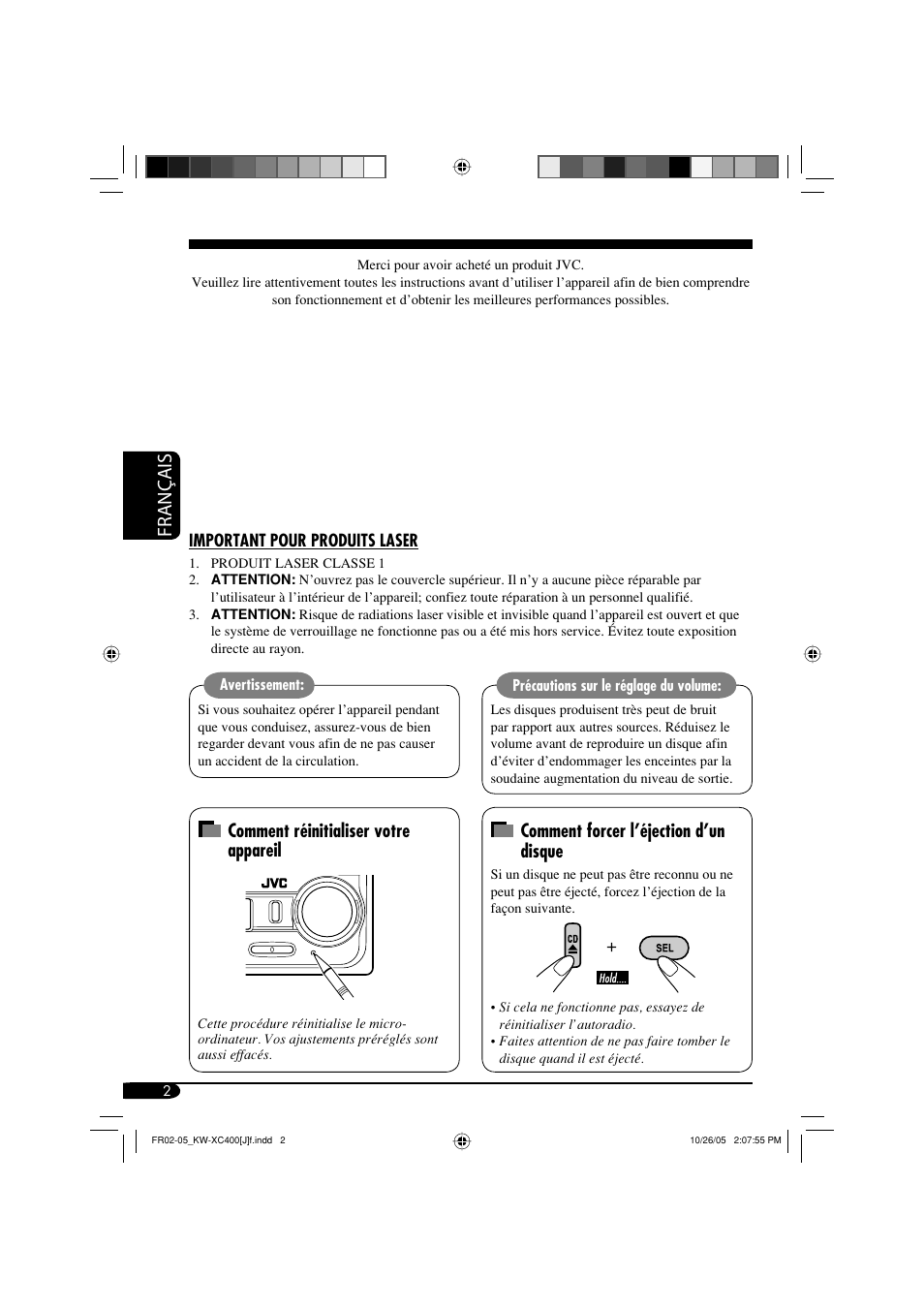 Français, Comment réinitialiser votre appareil, Comment forcer l’éjection d’un disque | JVC Model KW-XC400J User Manual | Page 66 / 98