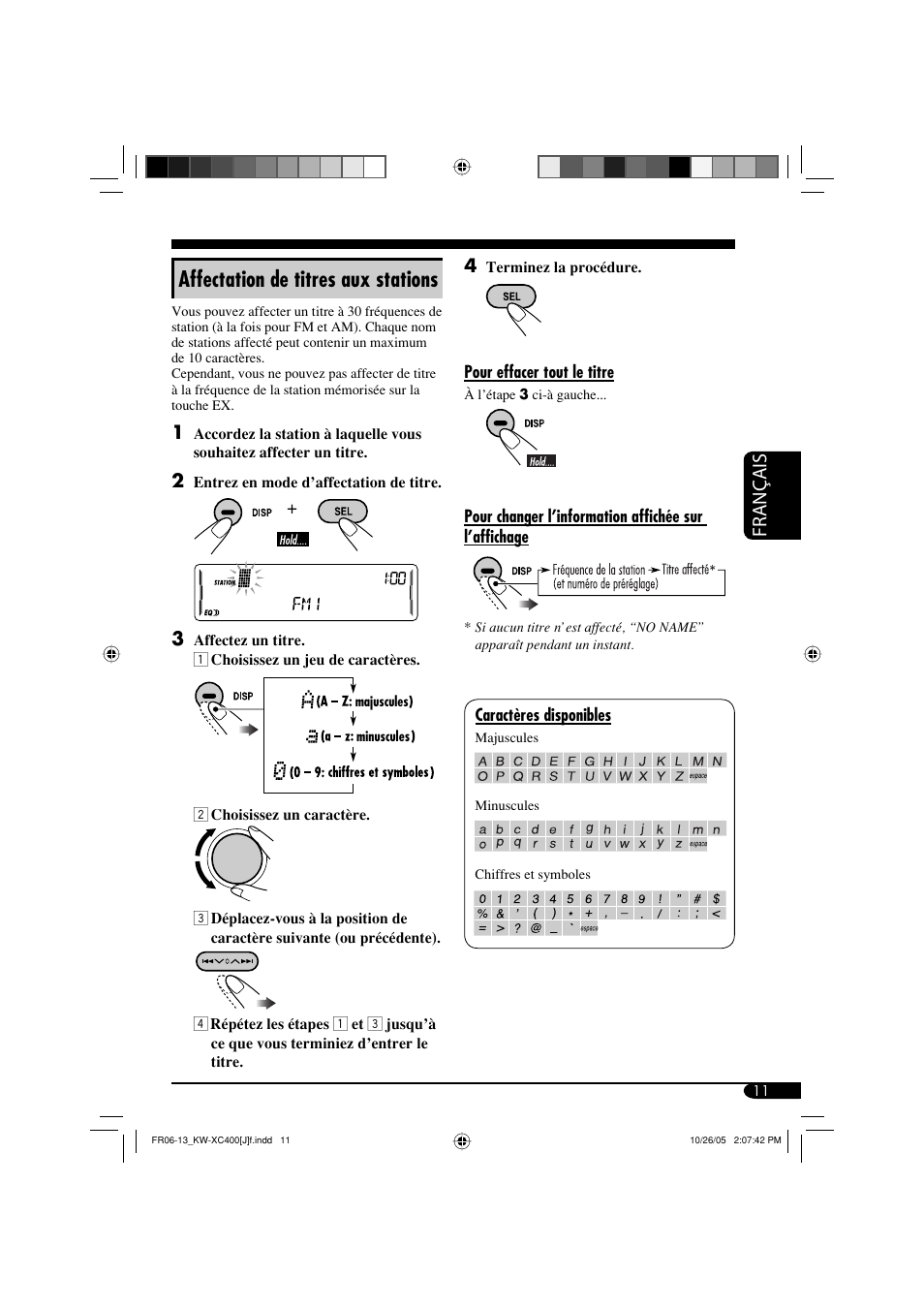 Affectation de titres aux stations, Français | JVC Model KW-XC400J User Manual | Page 75 / 98