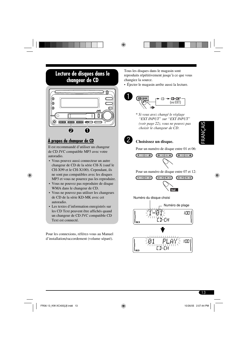 Lecture de disques dans le changeur de cd, Français | JVC Model KW-XC400J User Manual | Page 77 / 98