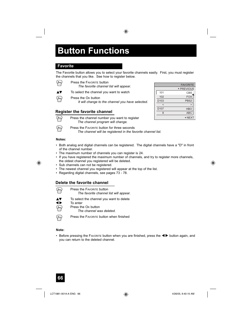 Button functions | JVC 0405TNH-II-IM User Manual | Page 66 / 88