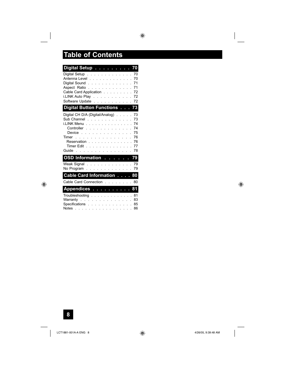 JVC 0405TNH-II-IM User Manual | Page 8 / 88