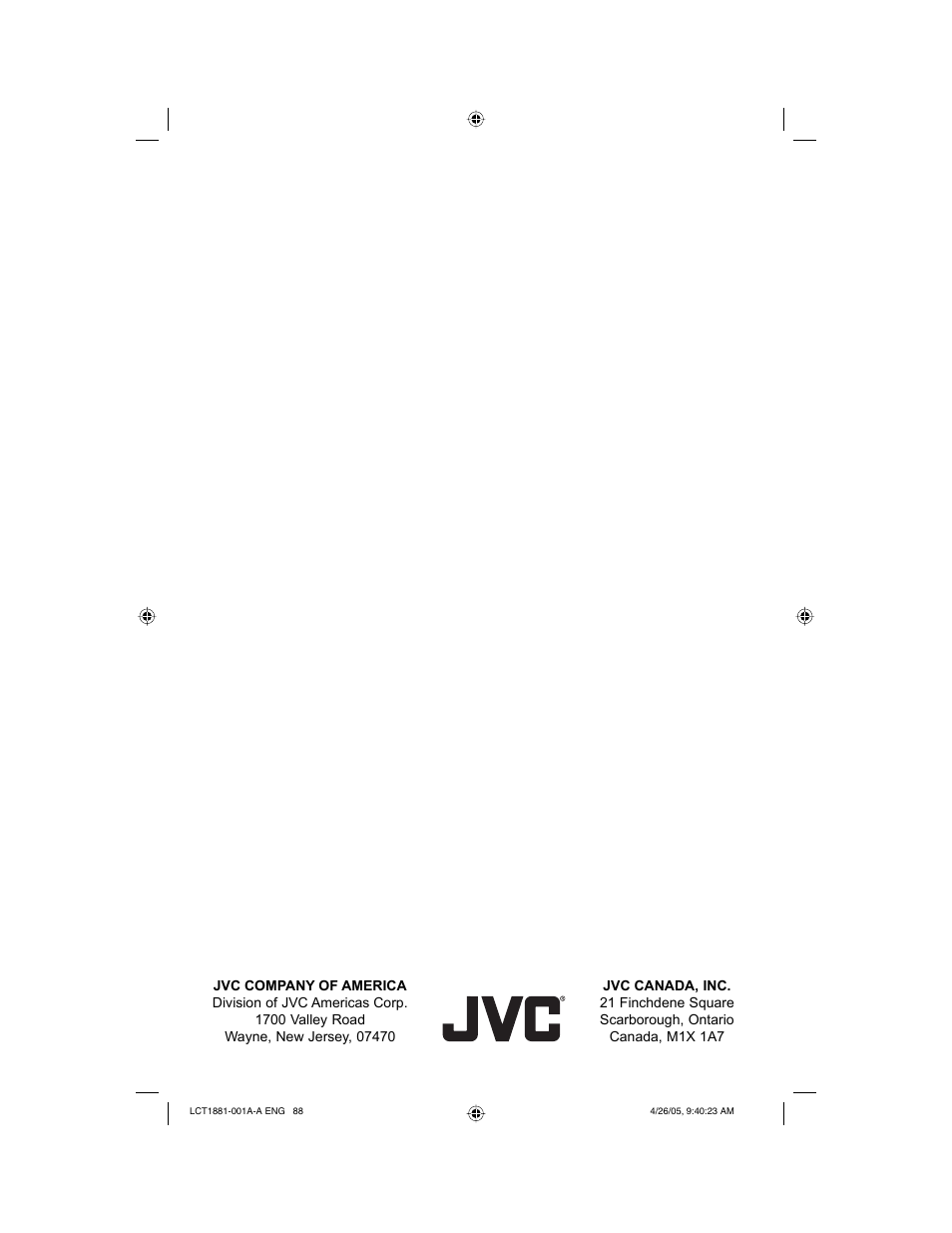 JVC 0405TNH-II-IM User Manual | Page 88 / 88