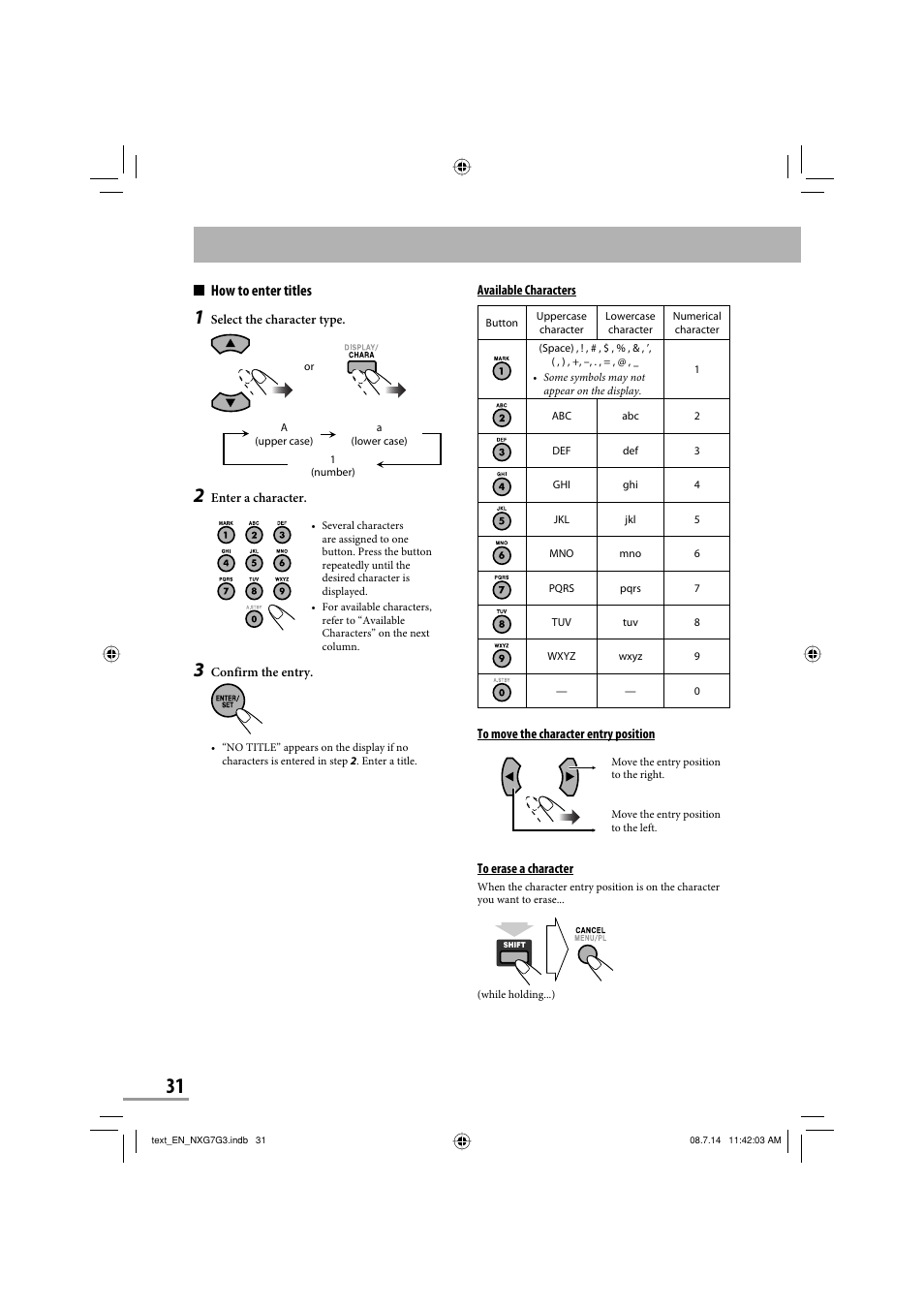 How to enter titles | JVC CA-NXG9 User Manual | Page 106 / 132