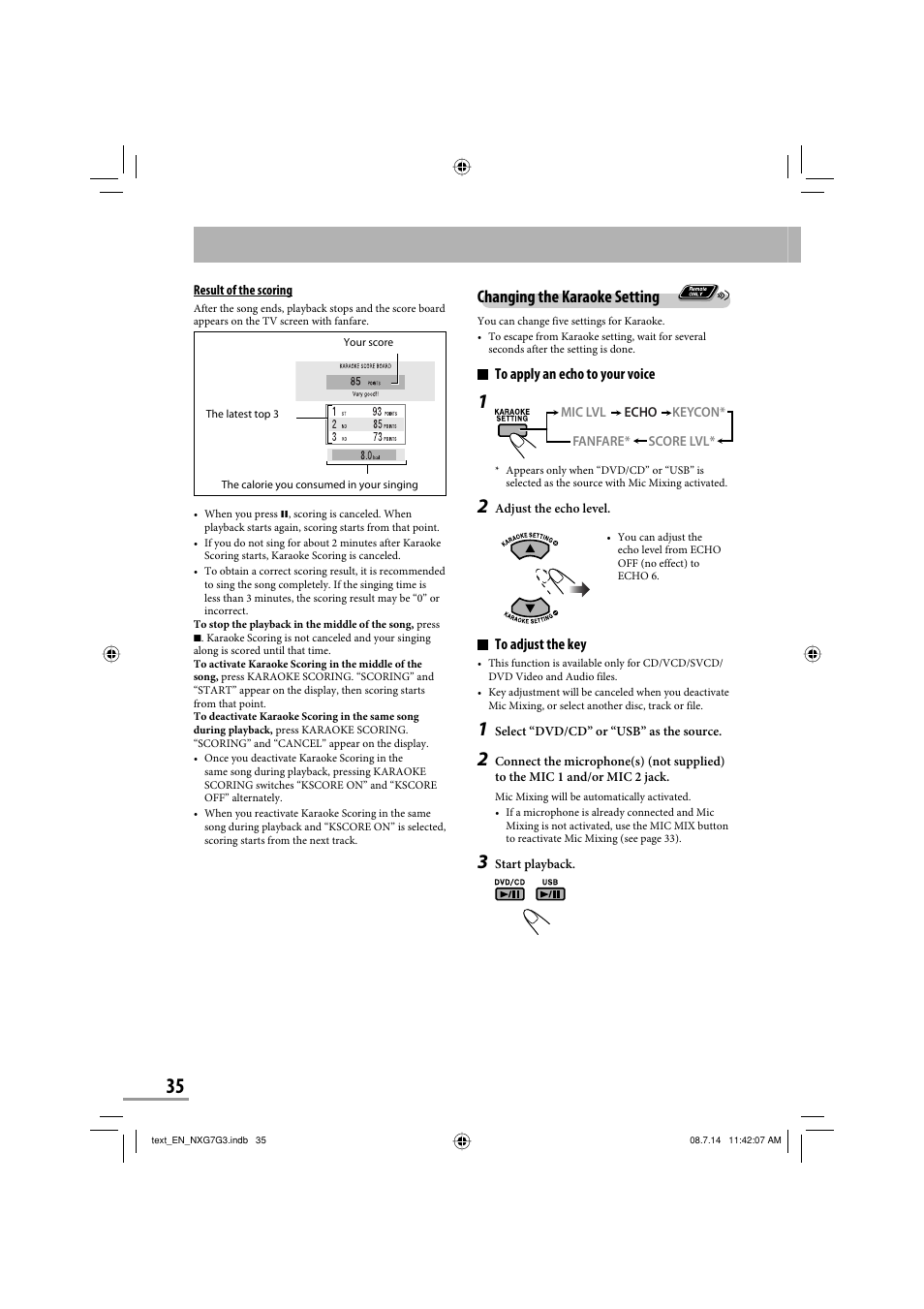 Changing the karaoke setting | JVC CA-NXG9 User Manual | Page 110 / 132