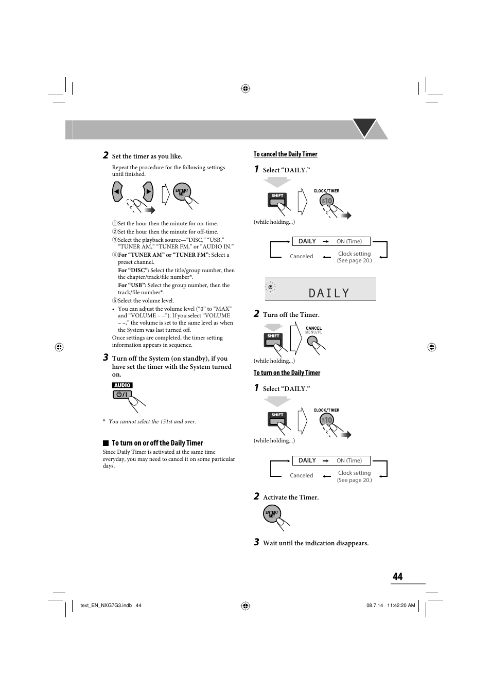 Daily | JVC CA-NXG9 User Manual | Page 119 / 132