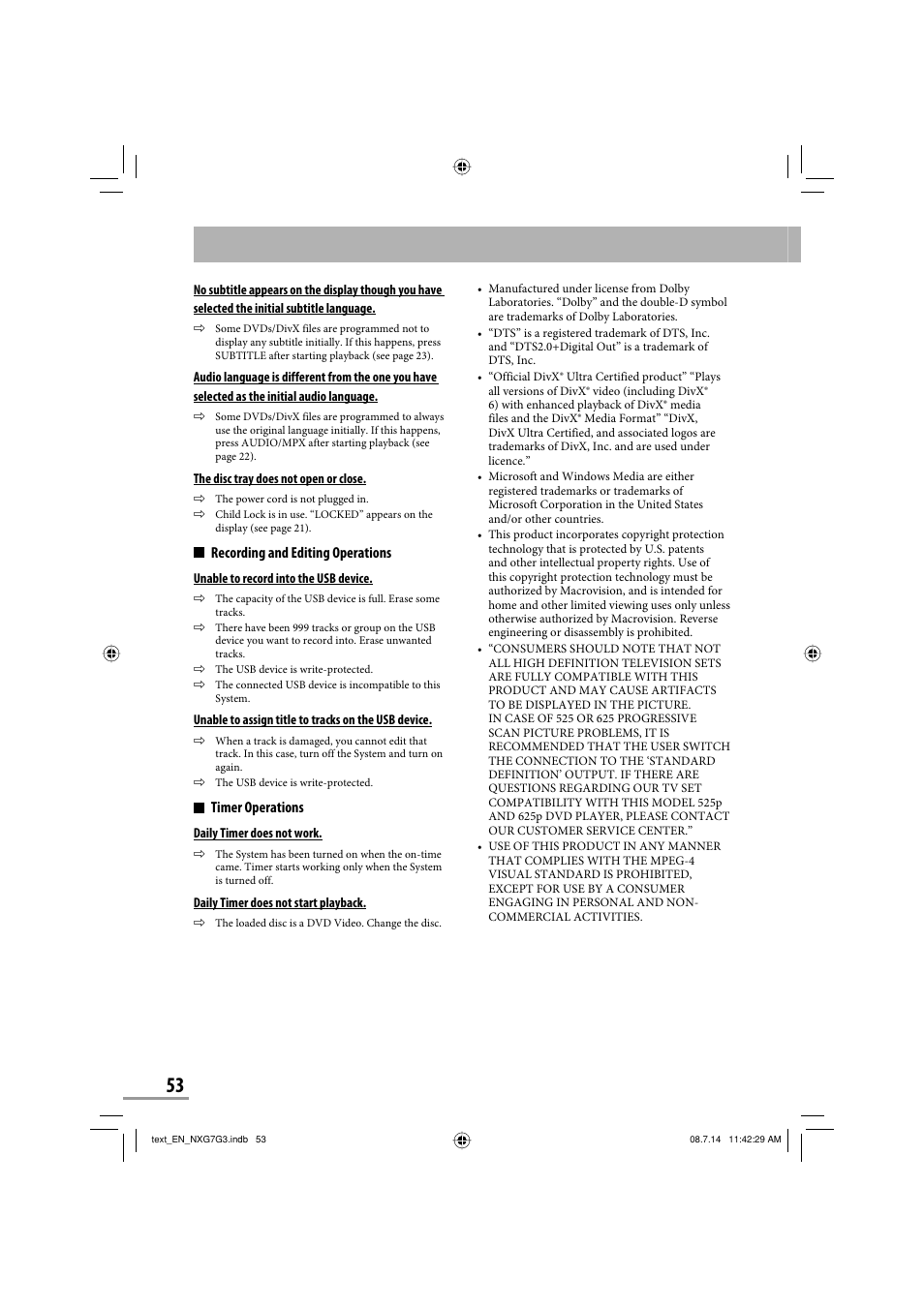 Recording and editing operations, Timer operations | JVC CA-NXG9 User Manual | Page 128 / 132