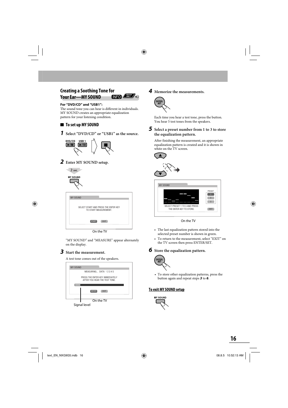 Creating a soothing tone for your ear—my sound | JVC CA-NXG9 User Manual | Page 19 / 132