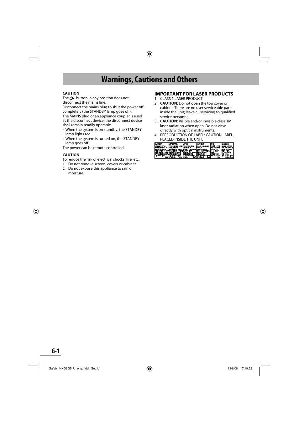 Warnings, cautions and others | JVC CA-NXG9 User Manual | Page 2 / 132