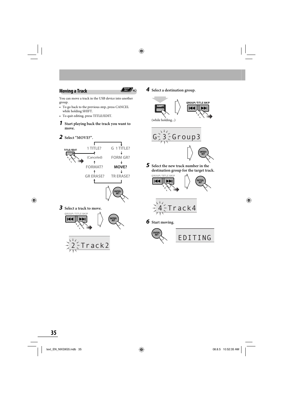 2 track2, G 3 group3, 4 track4 | Editing | JVC CA-NXG9 User Manual | Page 38 / 132