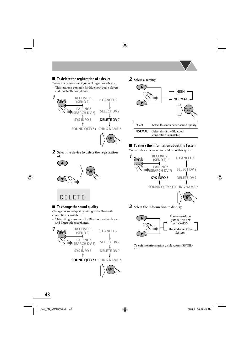 Delete | JVC CA-NXG9 User Manual | Page 46 / 132