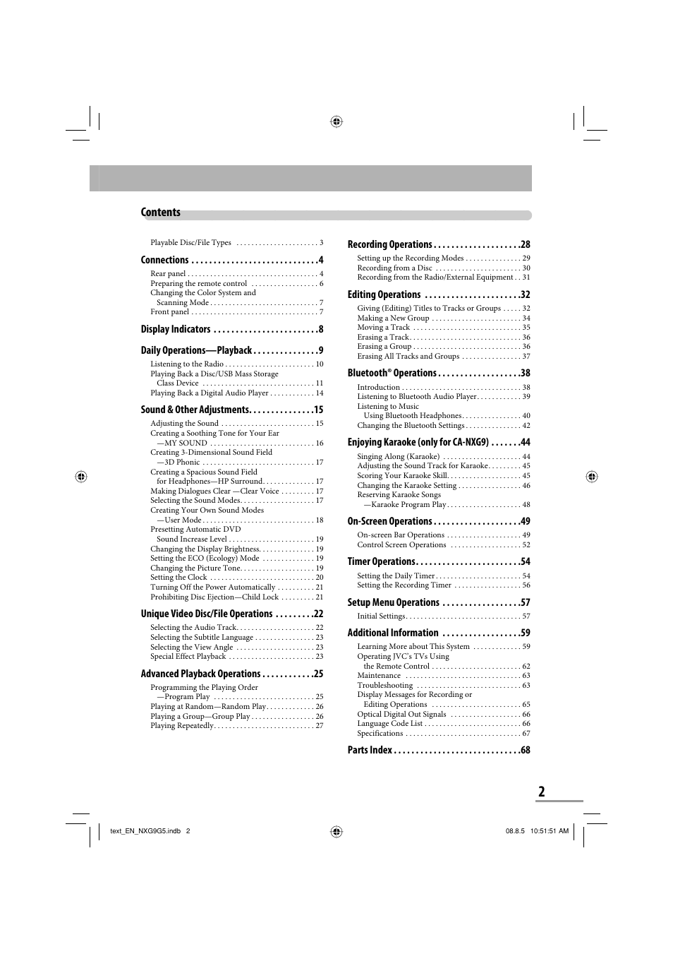 JVC CA-NXG9 User Manual | Page 5 / 132