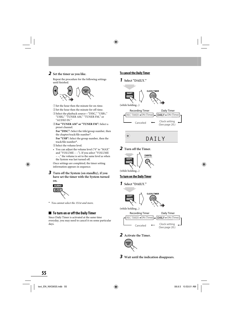 Daily | JVC CA-NXG9 User Manual | Page 58 / 132