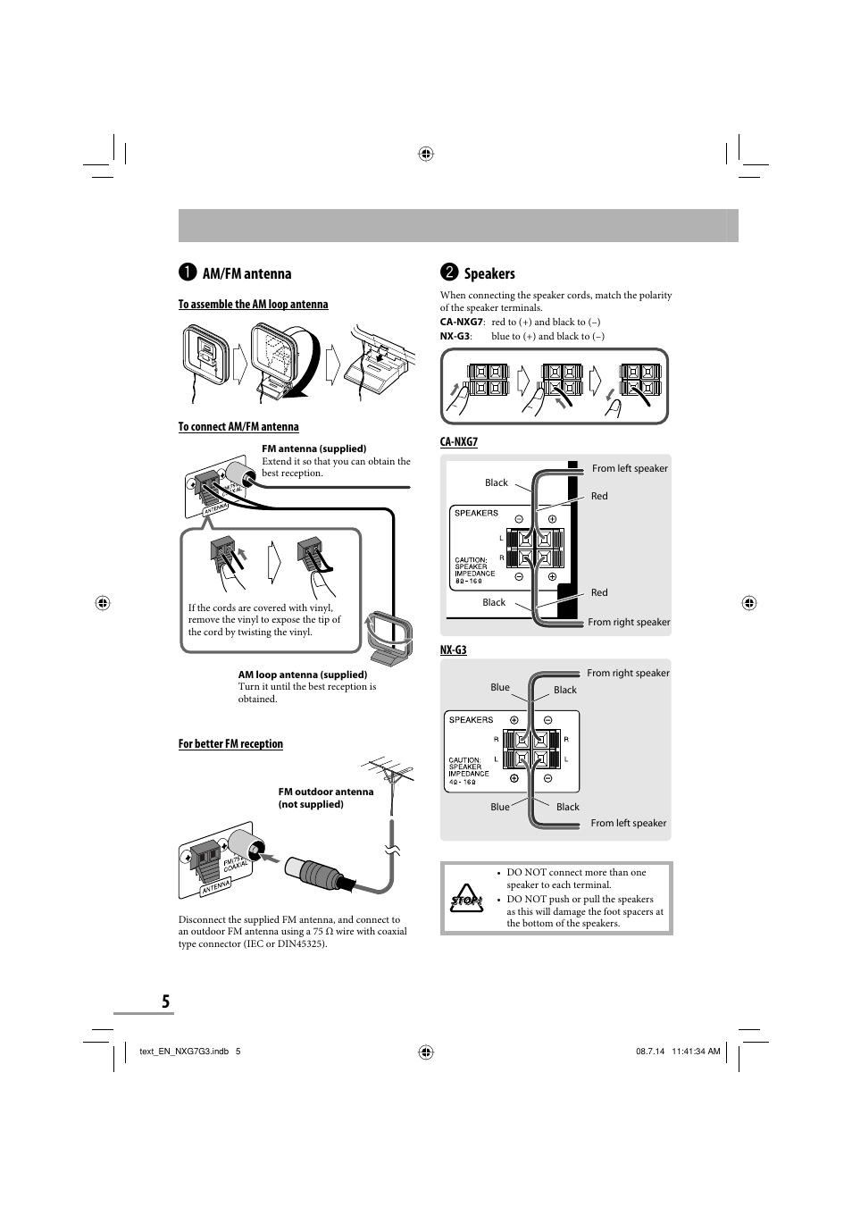 Speakers, Am/fm antenna | JVC CA-NXG9 User Manual | Page 80 / 132